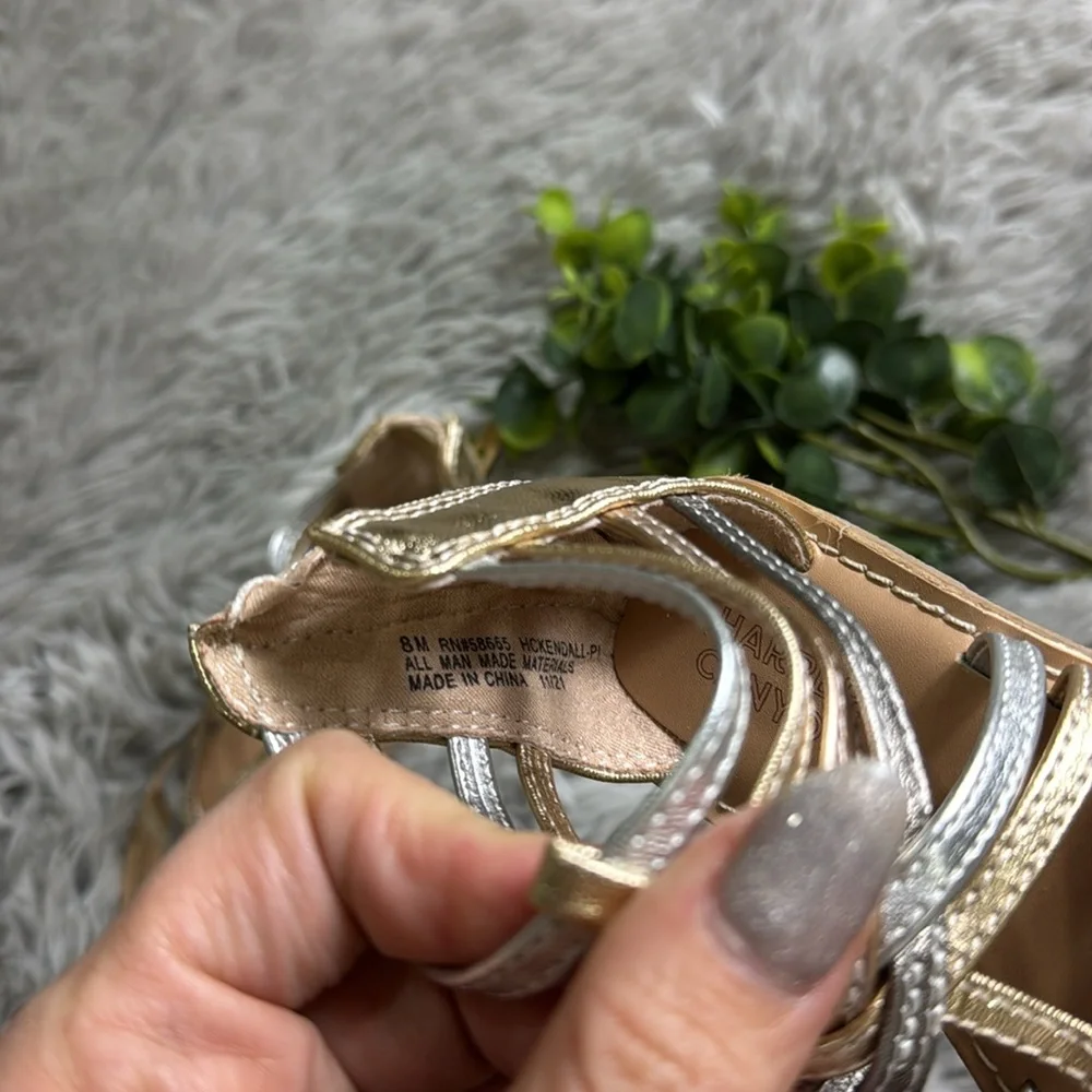 Harper canyon girls gold and silver gladiator sandals toddler size 8